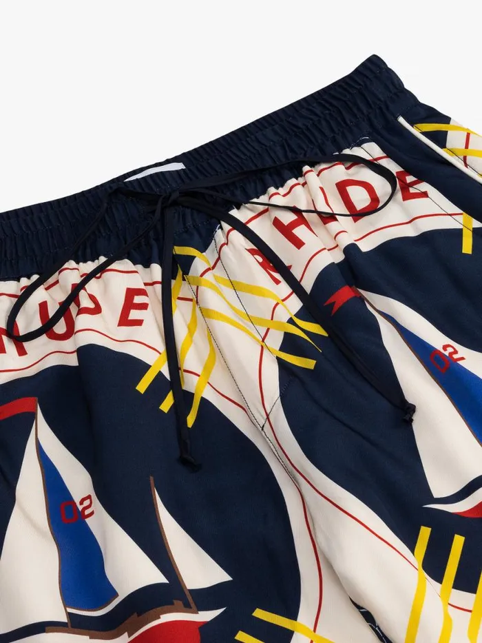 Men Rhude Pants FLAG SAIL SILK PANT Blue Multi