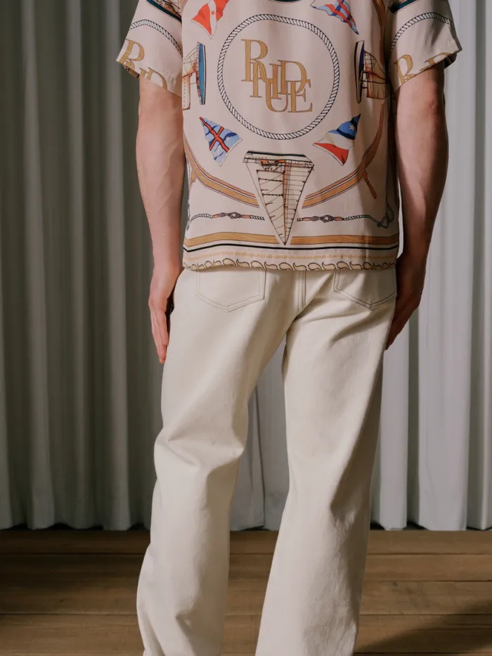 Men Rhude Pants RAW COTTON 90S DENIM Cream