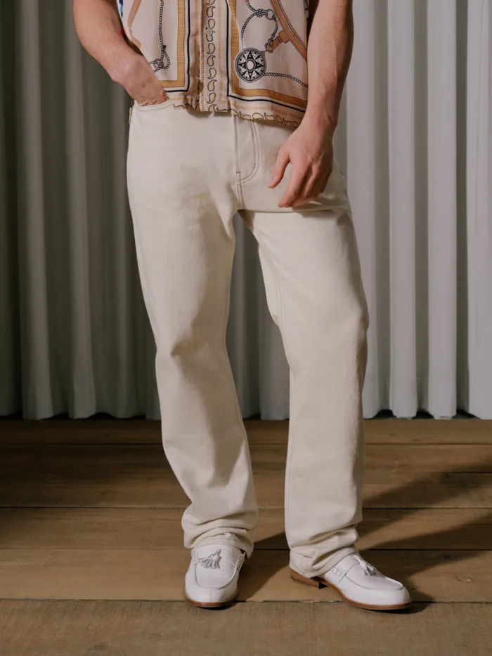 Men Rhude Pants RAW COTTON 90S DENIM Cream
