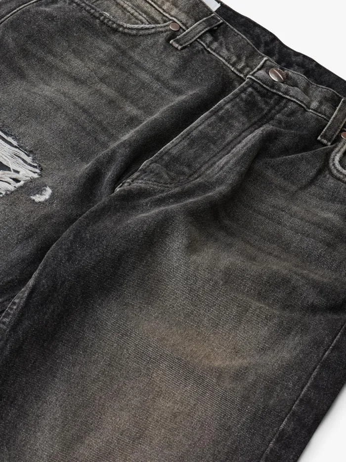 Men Rhude Pants SNAKE DENIM Black Snake
