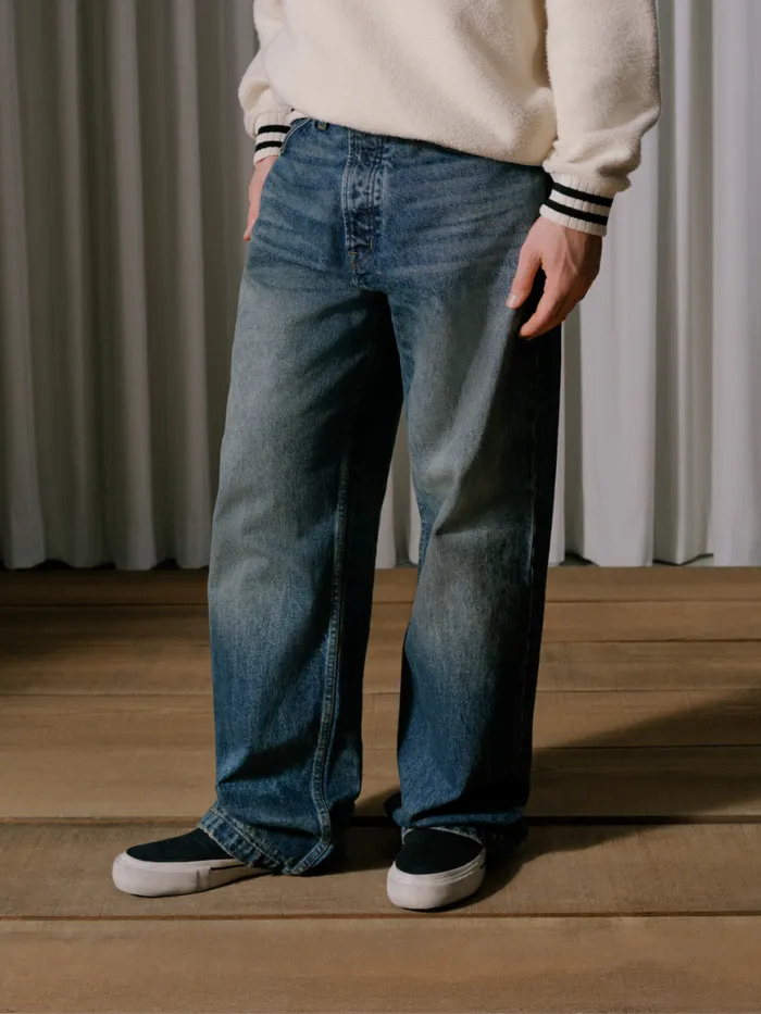 Men Rhude Pants WIDE LEG DENIM Indigo