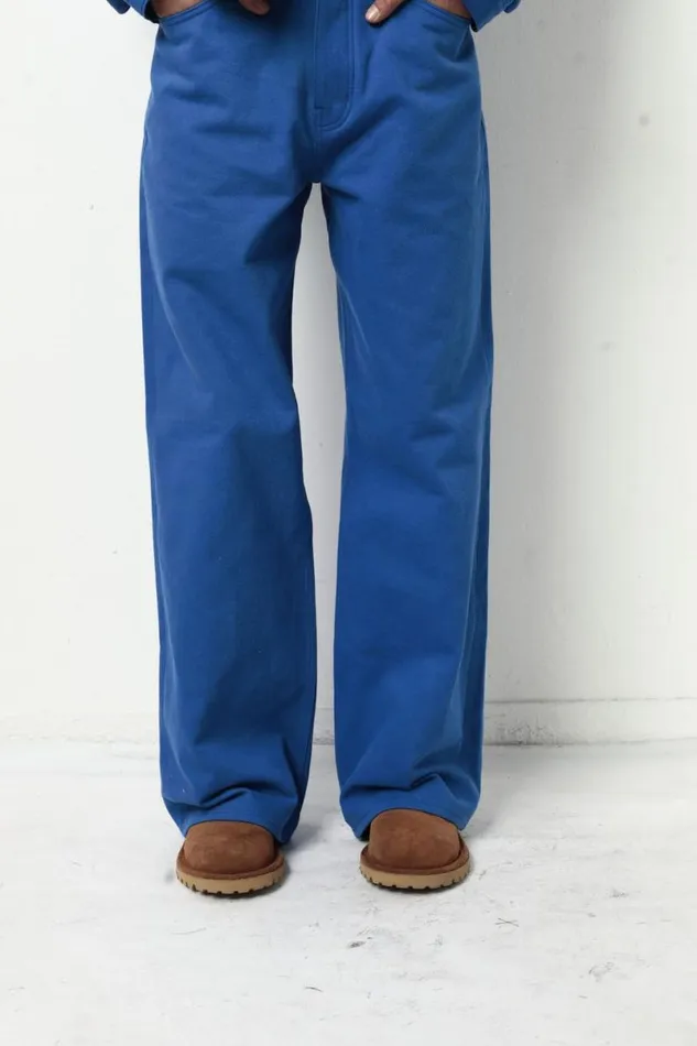 Men Rhude Pants WIDE LEG DENIM PANT Cobalt Blue