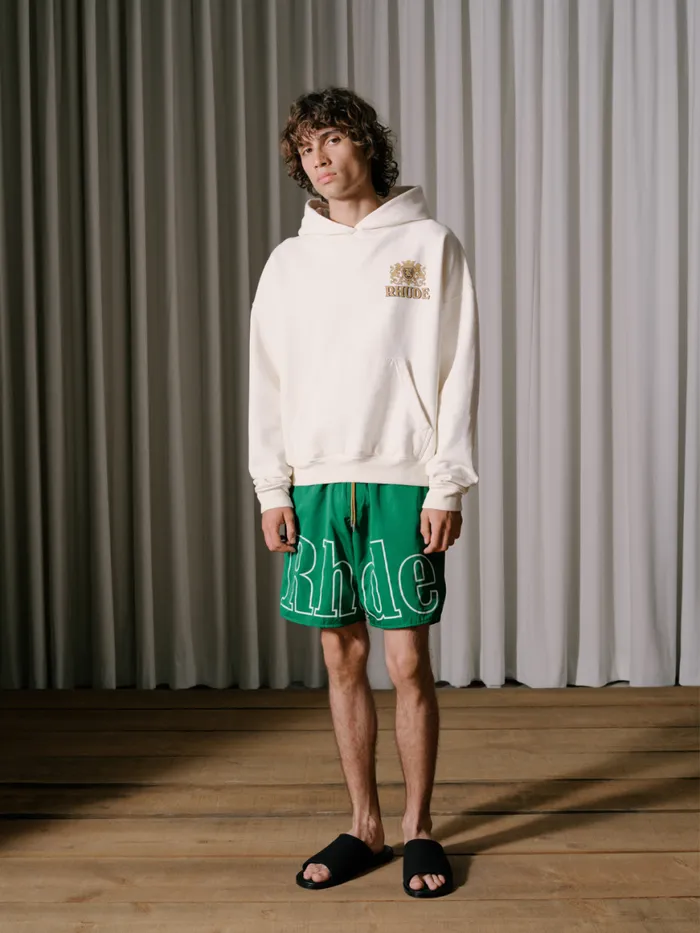 Men Rhude Shorts LOGO TRACK SHORT Greenwhite