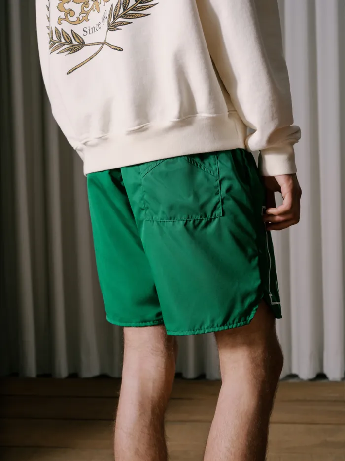 Men Rhude Shorts LOGO TRACK SHORT Greenwhite