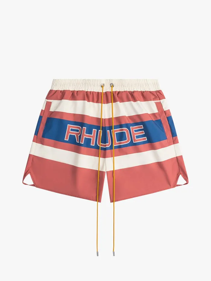 Men Rhude Shorts PAVIL RACING SHORT Orangeivory