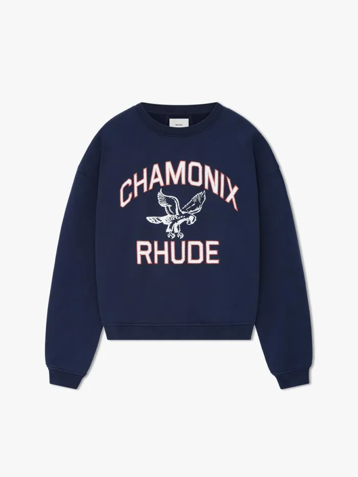 Men Rhude Sweatshirts CHAMONIX CREWNECK NAVY Navy