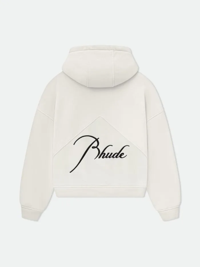 Men Rhude Sweatshirts FULL ZIP HOODIE Vtg White