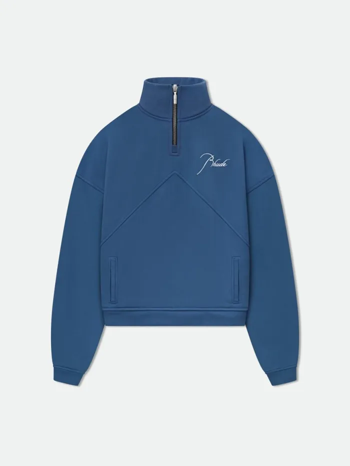Men Rhude Sweatshirts QUARTER ZIP Vtg Midnight Blue
