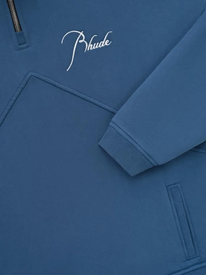 Men Rhude Sweatshirts QUARTER ZIP Vtg Midnight Blue