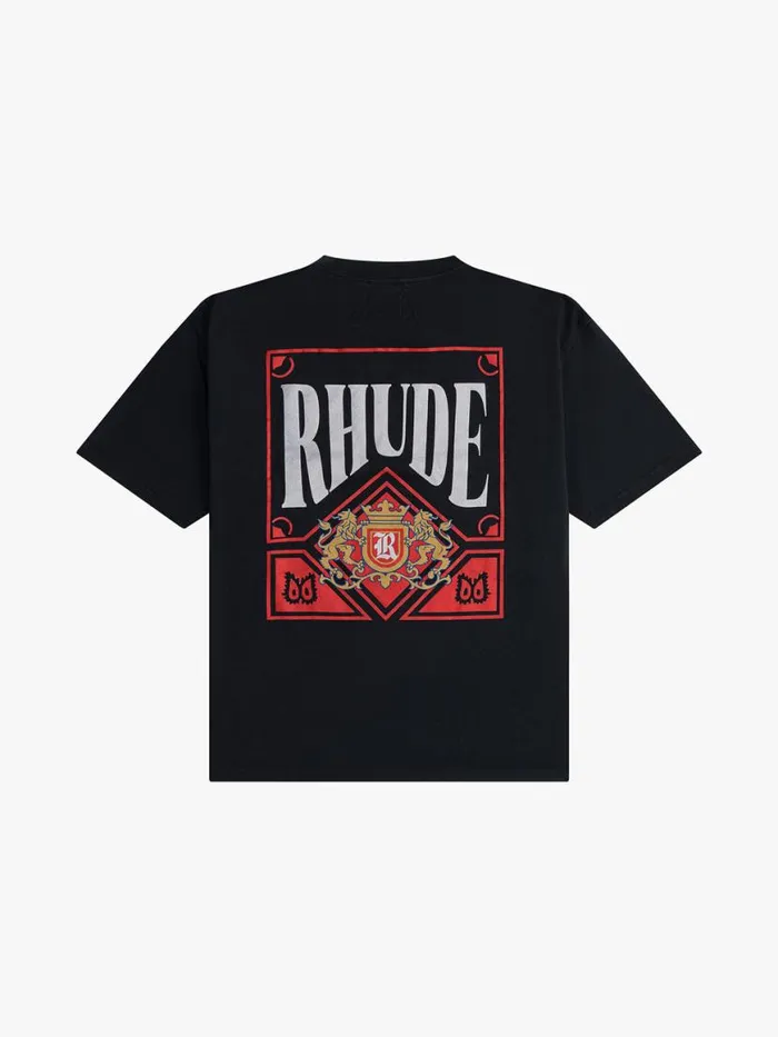 Men Rhude Tees CARD TEE Vtg Black Men Rhude Tees CARD TEE Vtg Black