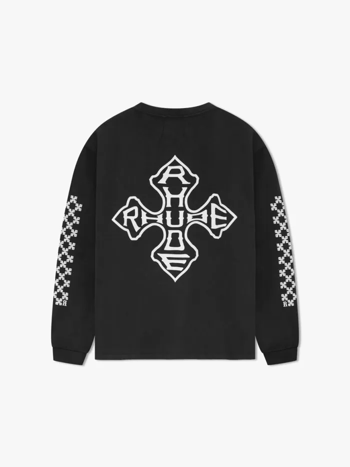 Men Rhude Tees CROSS LS TEE Vtg Black