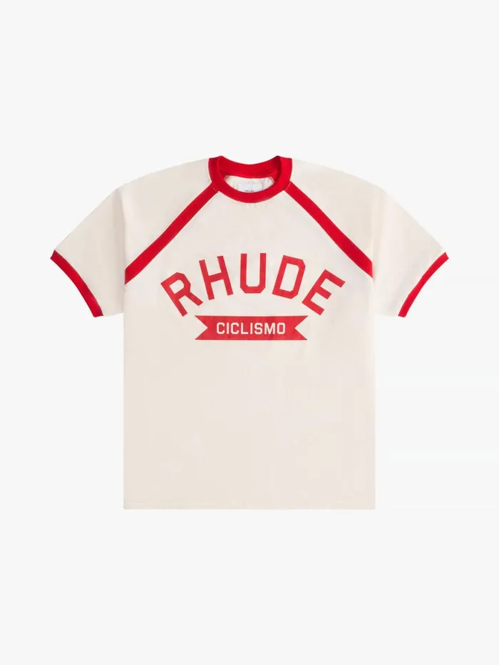 Men Rhude Tees CYCLIN RAGLAN TEE Vtg Offwhite Vtg Red