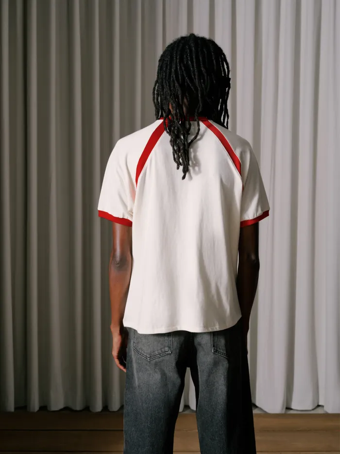 Men Rhude Tees CYCLIN RAGLAN TEE Vtg Offwhite Vtg Red Men Rhude Tees CYCLIN RAGLAN TEE Vtg Offwhite Vtg Red