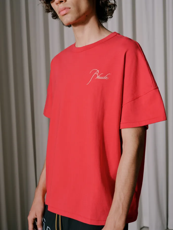 Men Rhude Tees REVERSE TEE Vtg Red Men Rhude Tees REVERSE TEE Vtg Red