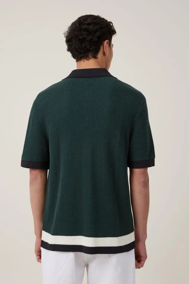 Men Shirts and Polos Cotton On Pablo Short Sleeve Shirt Green Border