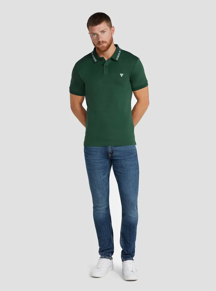 Men Shirts GUESS Eco Green Nolan Logo Polo Tshirt Men Shirts GUESS Eco Green Nolan Logo Polo Tshirt