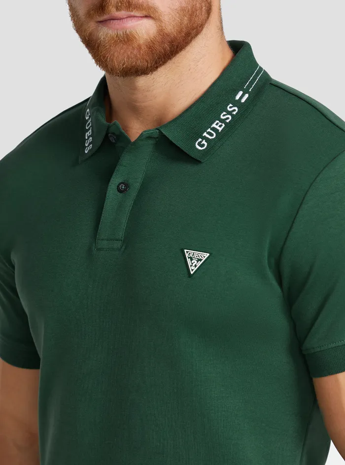 Men Shirts GUESS Eco Green Nolan Logo Polo Tshirt Men Shirts GUESS Eco Green Nolan Logo Polo Tshirt