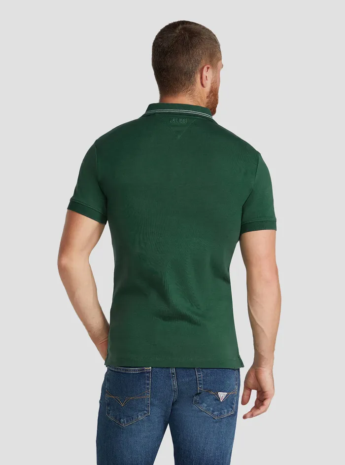 Men Shirts GUESS Eco Green Nolan Logo Polo Tshirt Men Shirts GUESS Eco Green Nolan Logo Polo Tshirt