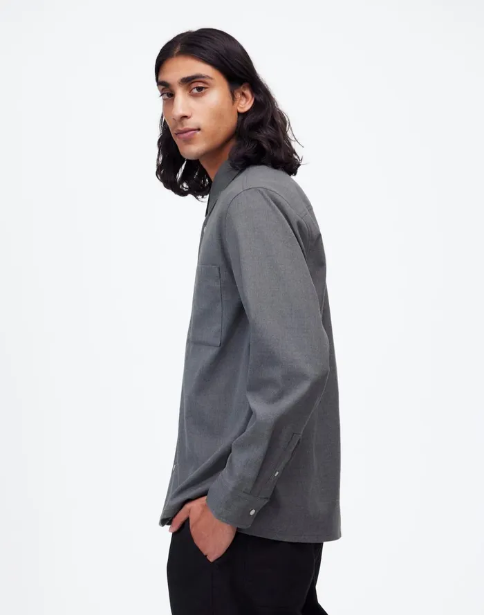 Men Shirts Madewell Twill Easy LongSleeve Shirt Light Grey