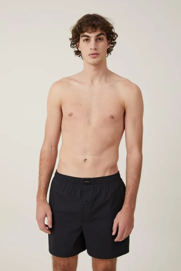 Men Socks and Underwear Cotton On Stretch Boxer Short Black