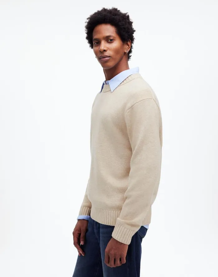 Men Sweaters Madewell Crewneck Sweater In SoftWool Heather Cream