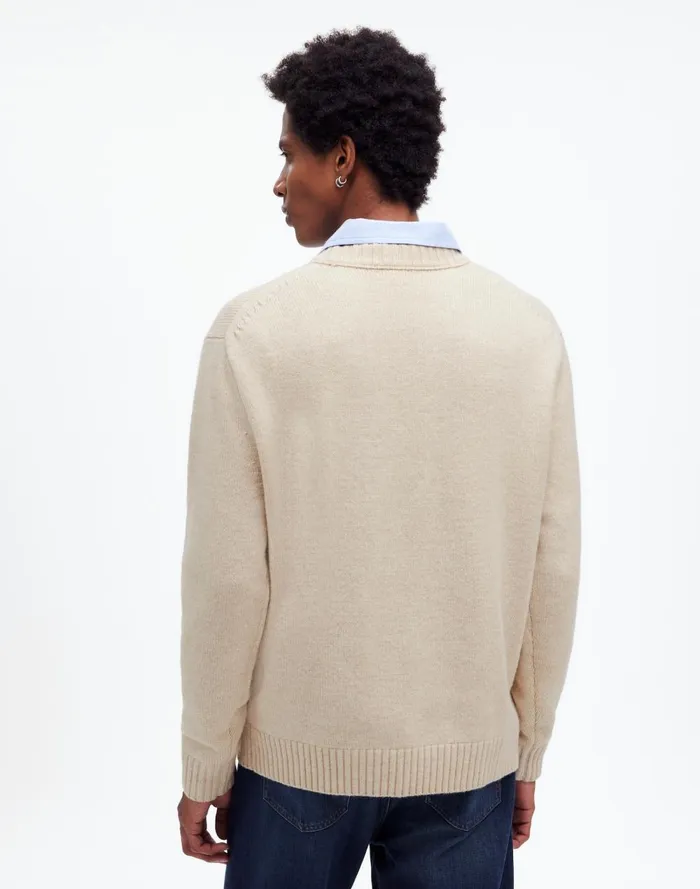 Men Sweaters Madewell Crewneck Sweater In SoftWool Heather Cream