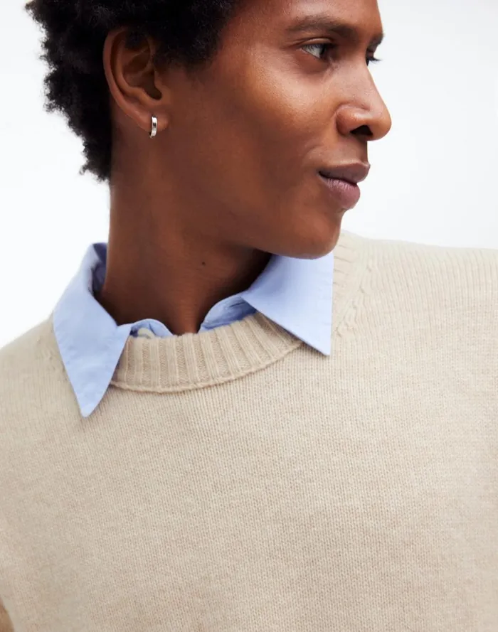 Men Sweaters Madewell Crewneck Sweater In SoftWool Heather Cream