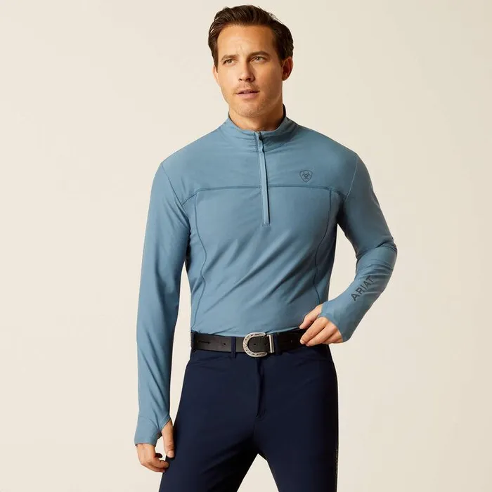 Men TShirts and Polos Ariat Lowell 30 14 Zip Baselayer Bluestone
