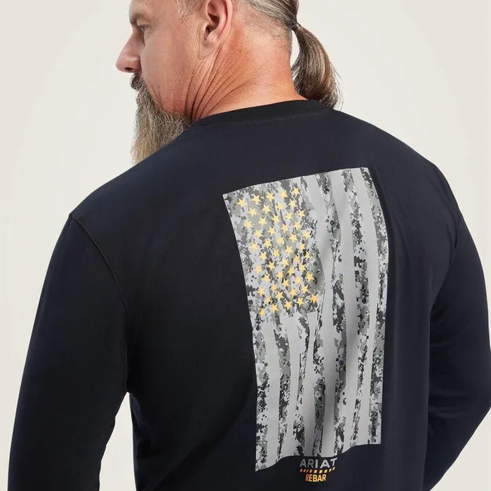 Men TShirts and Polos Ariat Rebar Workman Reflective Flag Graphic TShirt Black Men TShirts and Polos Ariat Rebar Workman Reflective Flag Graphic TShirt Black
