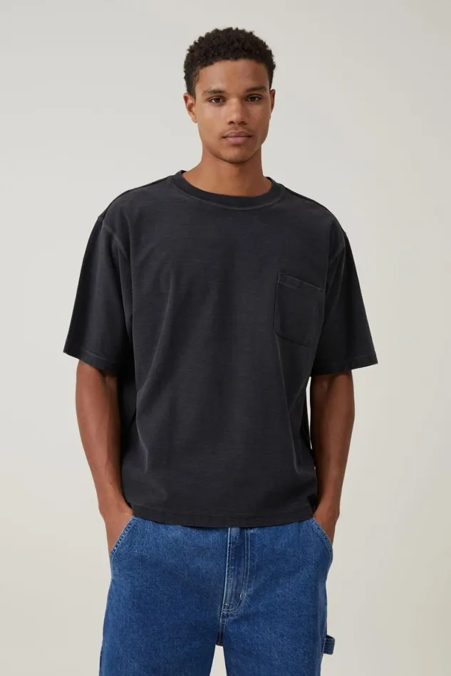 Men Tees and Tanks Cotton On Short Fit Reversed TShirt Black