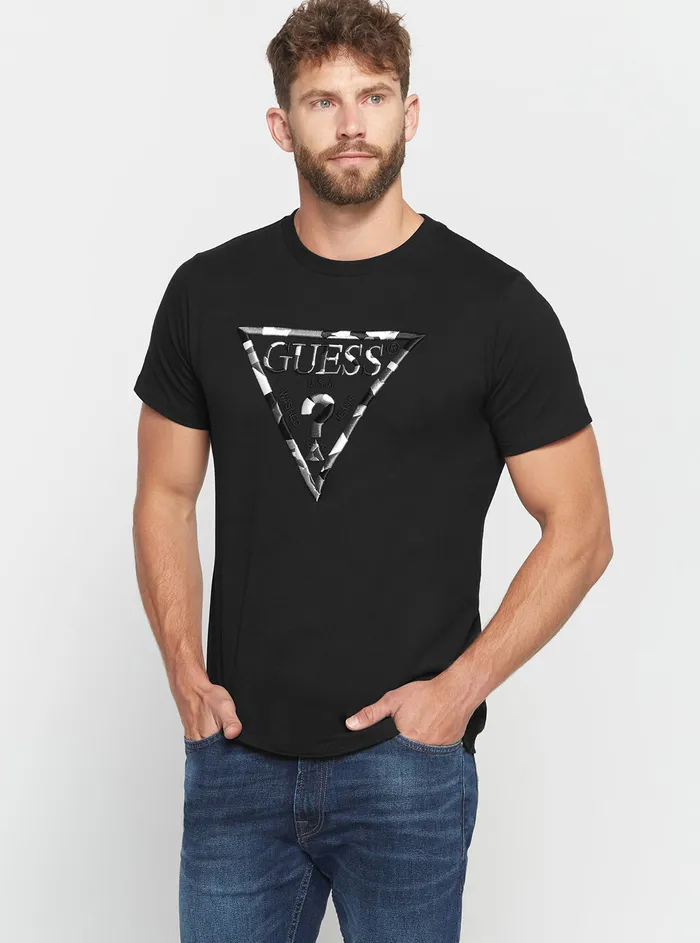 Men Tees and Tanks GUESS Eco Black Gad Logo Tshirt