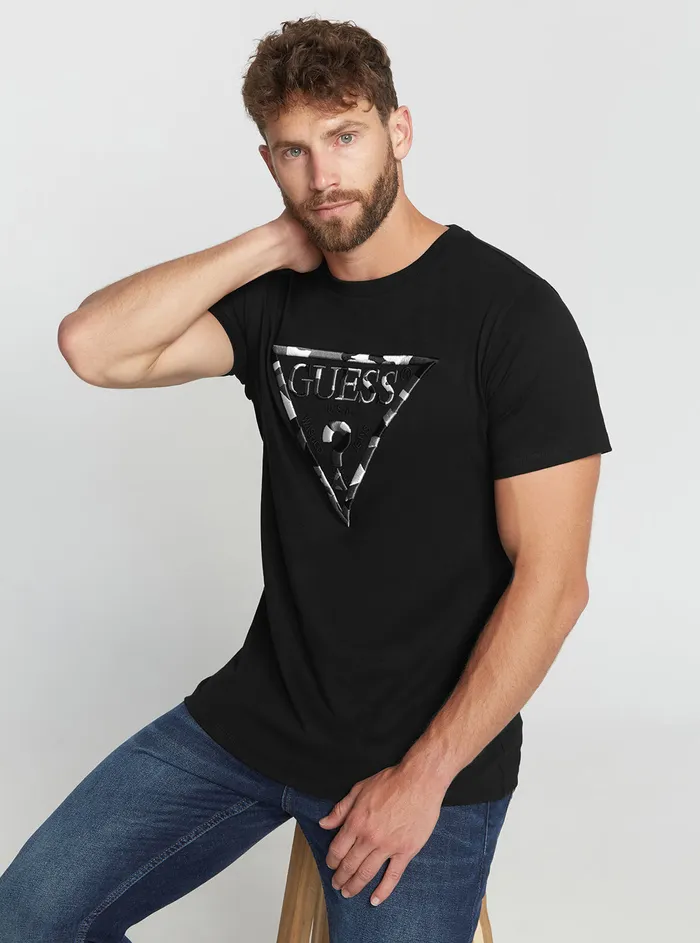 Men Tees and Tanks GUESS Eco Black Gad Logo Tshirt Men Tees and Tanks GUESS Eco Black Gad Logo Tshirt