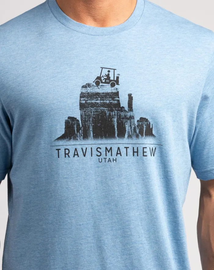 Men Tees TravisMathew ACROSS THE PLATEAU TEE Heather Blue Men Tees TravisMathew ACROSS THE PLATEAU TEE Heather Blue