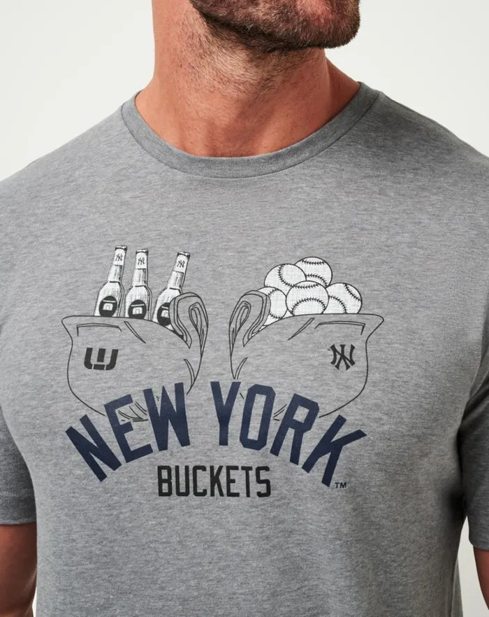 Men Tees TravisMathew NEW YORK YANKEES STRIKE ONE TEE Heather Grey Men Tees TravisMathew NEW YORK YANKEES STRIKE ONE TEE Heather Grey