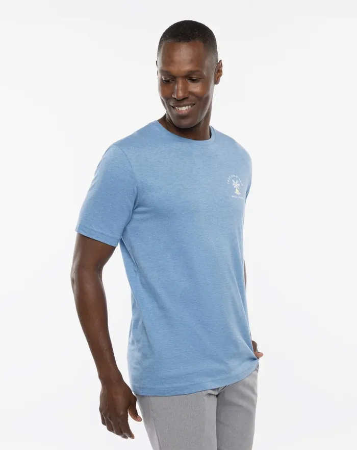 Men Tees TravisMathew PRIVATE AIR TEE Heather Blue Men Tees TravisMathew PRIVATE AIR TEE Heather Blue