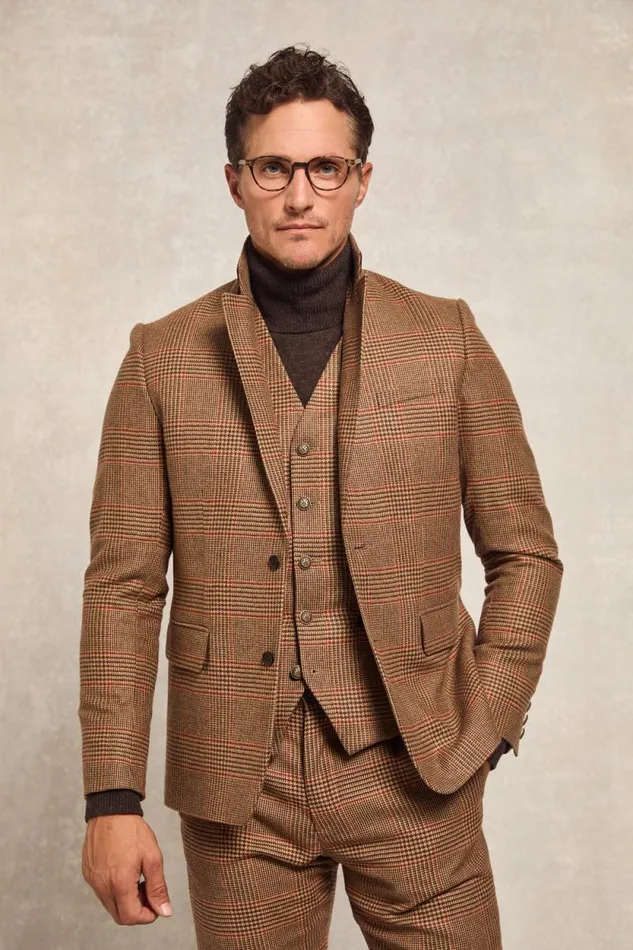 Men The Single Breasted Blazer Clarence Check Merlot Holland Cooper Blazers