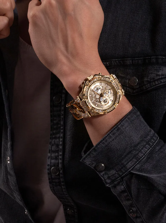 Men Watches GUESS Gold Baron Glitz Watch Men Watches GUESS Gold Baron Glitz Watch