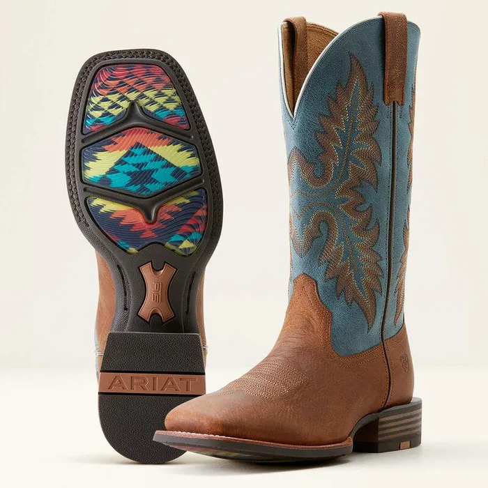 Men Western Boots Ariat Hudson Cowboy Boot Wicker Browndignity Blue