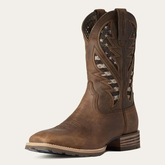Men Western Boots Ariat Hybrid VentTEK Western Boot Distressed Brown