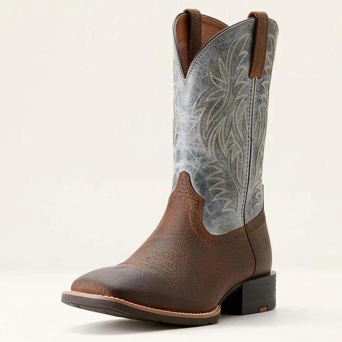 Men Western Boots Ariat Sport Wide Square Toe Cowboy Boot Earthglacier Blue