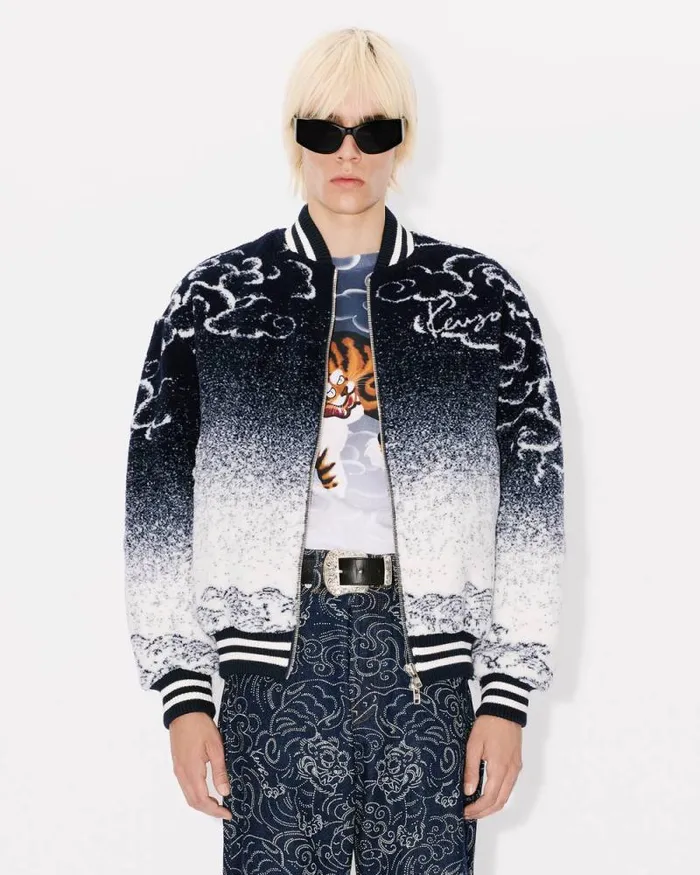 MenWomen 039KENZO Cloud Tiger039 Genderless Bomber Jacket Multicolor Kenzo Jackets And Coats