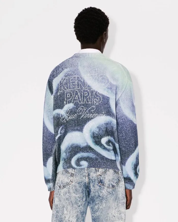 MenWomen 039KENZO Cloud Tiger039 Genderless Embroidered Jumper Midnight Blue Kenzo Sweaters And Cardigans