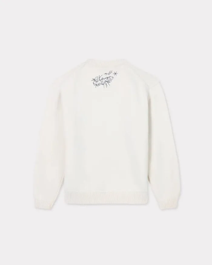 MenWomen 039KENZO Star Tiger039 Genderless Embroidered Jumper In Wool Off White Kenzo Sweaters And Cardigans