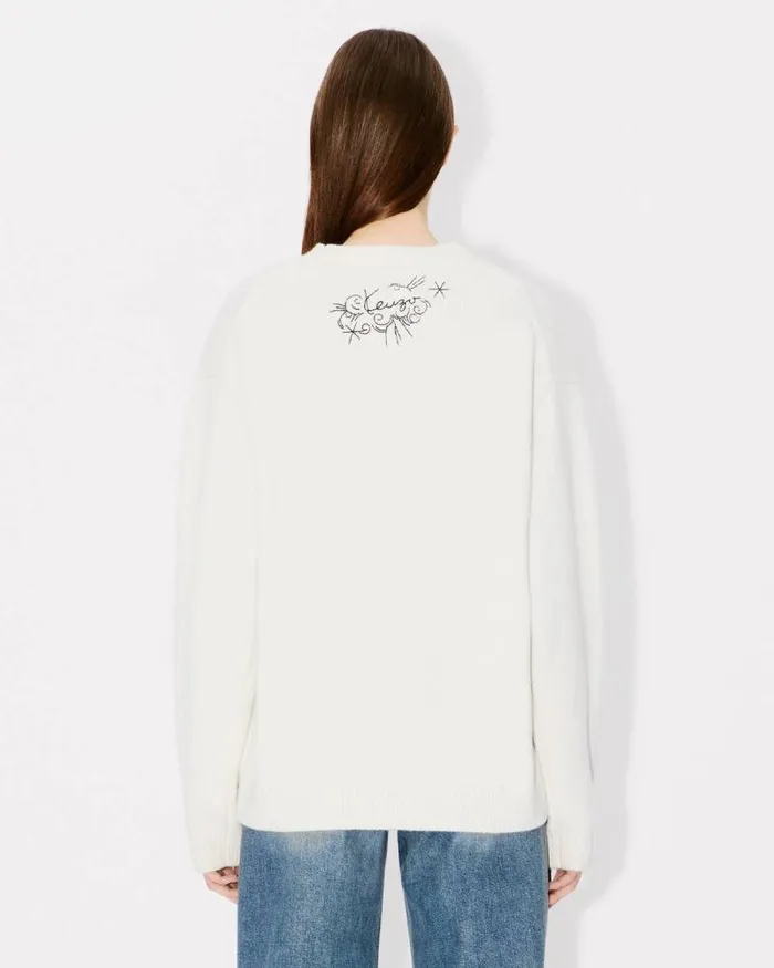 MenWomen 039KENZO Star Tiger039 Genderless Embroidered Jumper In Wool Off White Kenzo Sweaters And Cardigans
