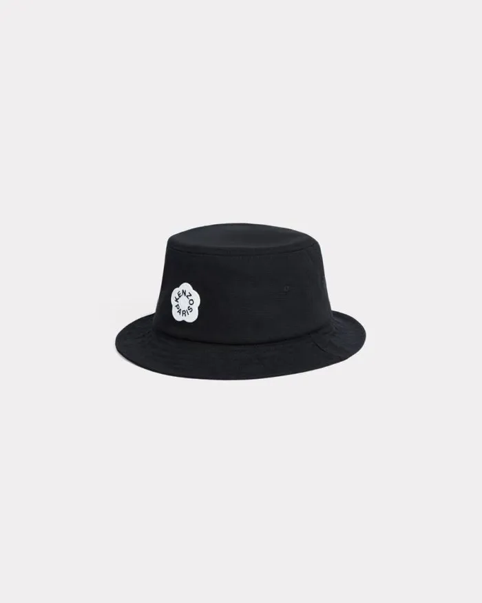 MenWomen 039KENZO Utility039 Embroidered Hat In Cotton Black Kenzo Caps And Hats