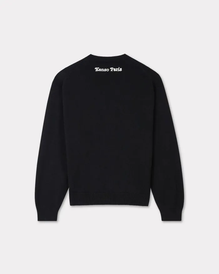 MenWomen 039KENZO VERDY MARKET039 Genderless Embroidered Jumper In Wool And Cotton Black Kenzo Sweaters And Cardigans