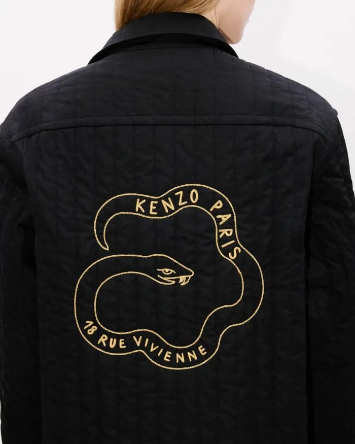 MenWomen 039Lunar New Year039 Genderless Quilted Padded Overshirt In Cotton Poplin Black Kenzo Shirts