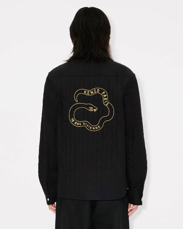 MenWomen 039Lunar New Year039 Genderless Quilted Padded Overshirt In Cotton Poplin Black Kenzo Shirts