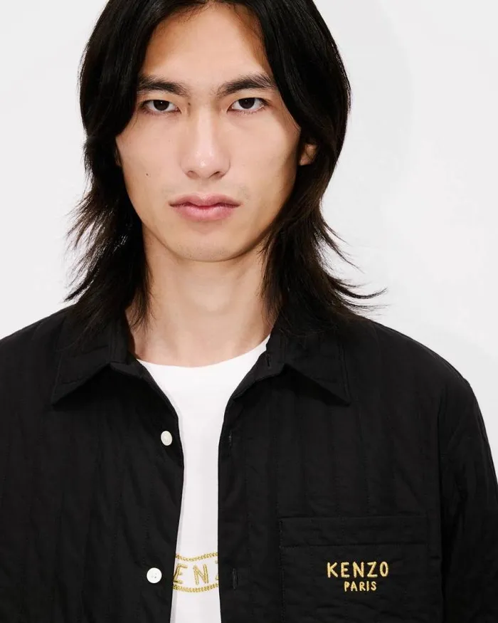 MenWomen 039Lunar New Year039 Genderless Quilted Padded Overshirt In Cotton Poplin Black Kenzo Shirts