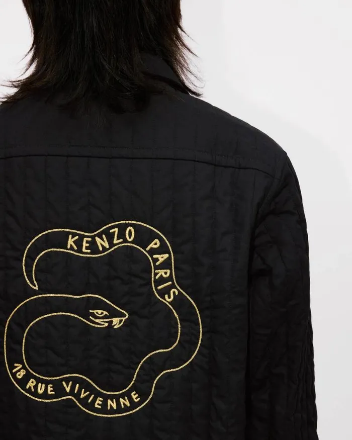 MenWomen 039Lunar New Year039 Genderless Quilted Padded Overshirt In Cotton Poplin Black Kenzo Shirts